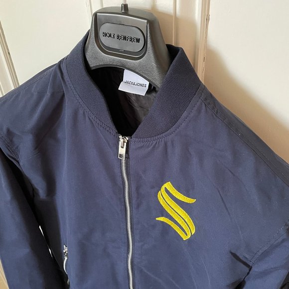 Jack & Jones Blue Men's Bomber Jacket, Size L - Picture 4 of 8